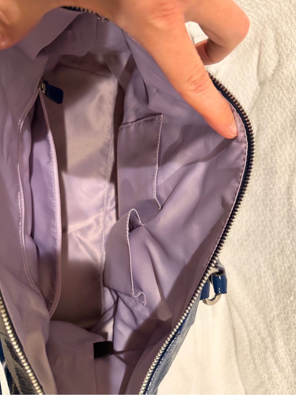 Coach Cobalt Blue Patent Satchel with Polished Hardware with Matching Wallet. - Picture 4 of 8